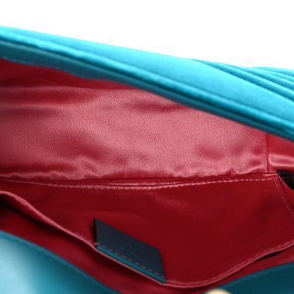Velvet Matelasse Mini GG Marmont Shoulder Bag Pavone Cyan