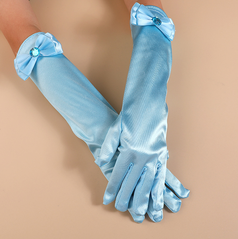 Children's Satin Bow Gloves Children's Performance Party Dress Accessories Sun Protection Long     S6266