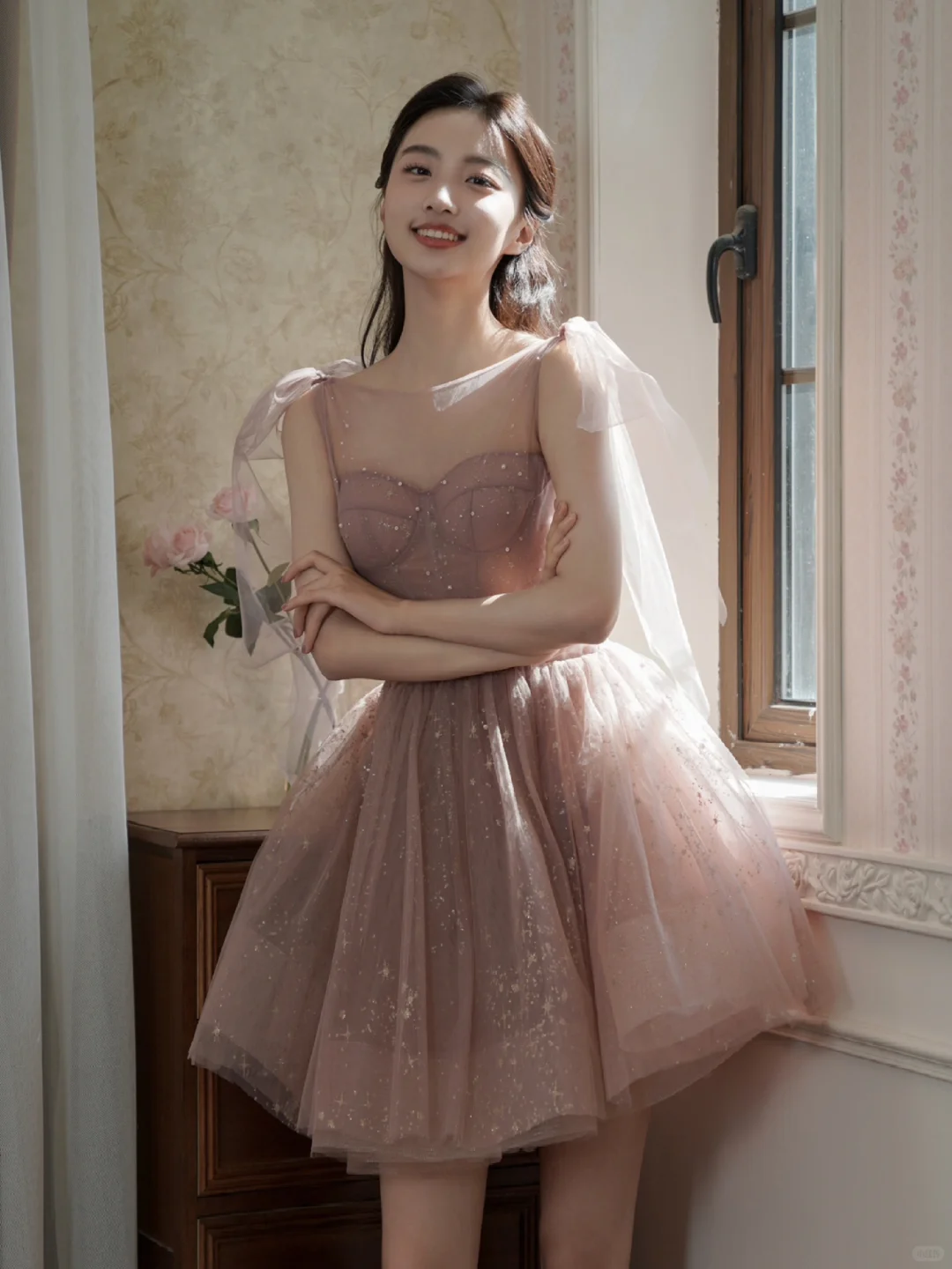 Classy Pink Tulle Sequin A Line Short Birthday Outfits   Formal 6th Grade Homecoming Dress Y9291