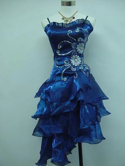 Vintage Shiny Beaded Spaghetti Strap A-Line Short Party Dress Cocktail Dress Homecoming Dress TP4456
