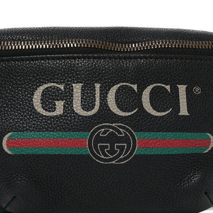 Grained Calfskin Small Logo Belt Bag Black