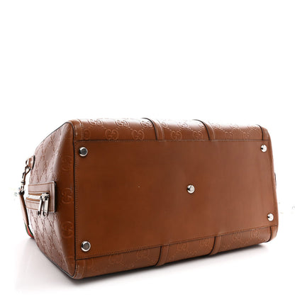 Calfskin GG Tennis Embossed Large Duffle Bag Brown