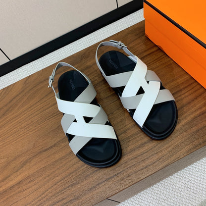 HM Heracles Sandals White Gray Calfskin 294075