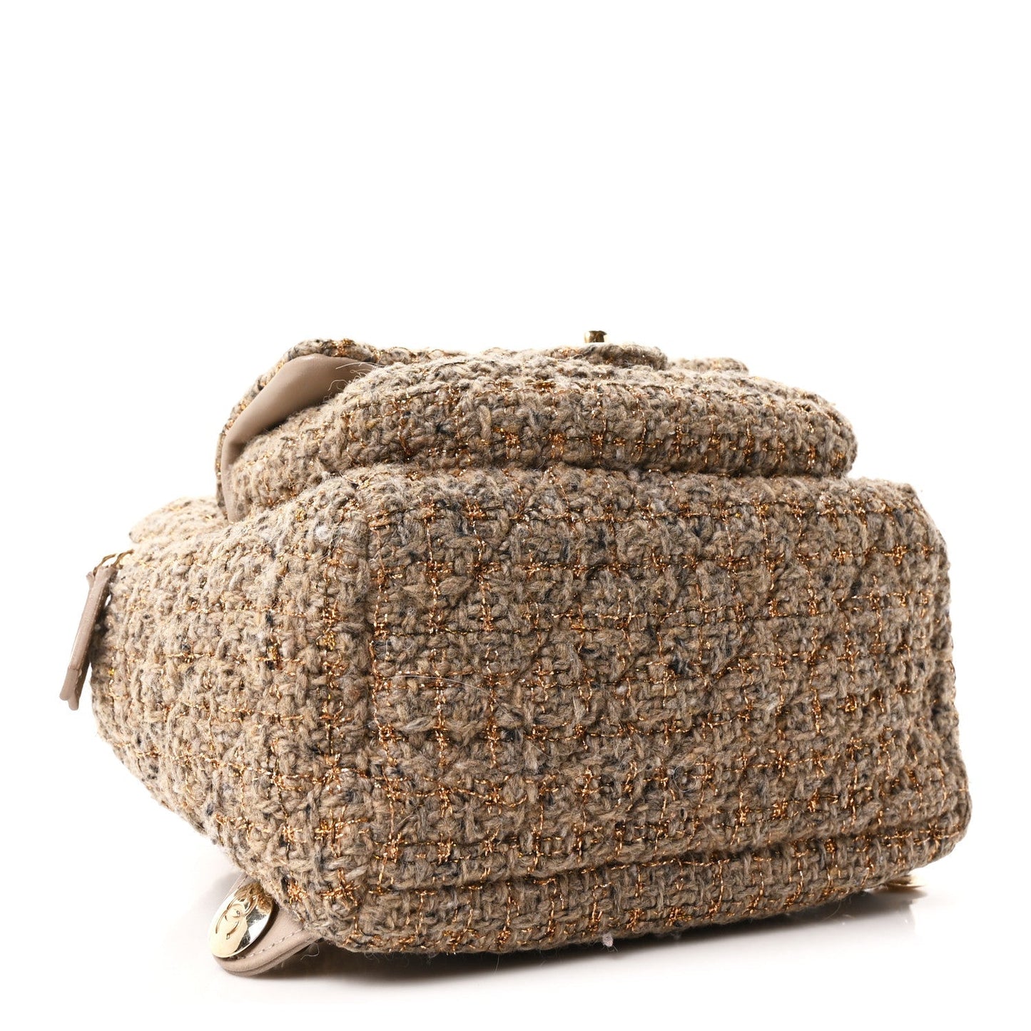 Tweed Front Pocket Backpack Beige
