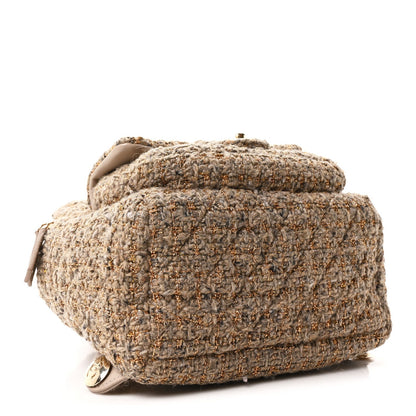 Tweed Front Pocket Backpack Beige
