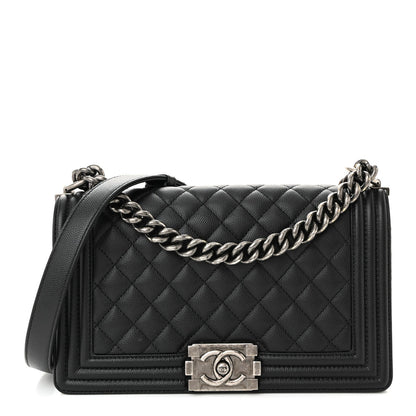 Caviar Quilted Medium Boy Flap Black