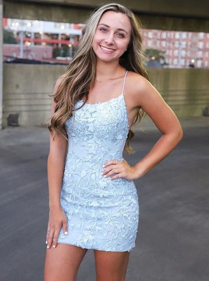 PM517,Sweet Bodycon Homecoming Dress, Applique Mini Prom Dress