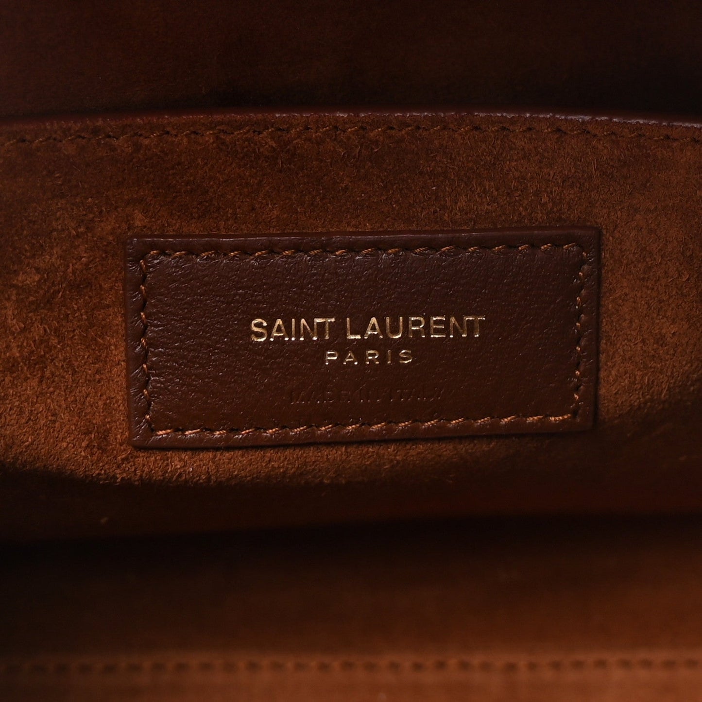 Shiny Calfskin Crocodile Embossed Small Manhattan Baguette Dark Caramel