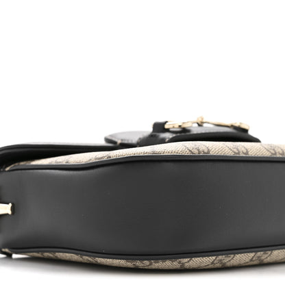 GG Supreme Monogram Horsebit 1955 Soft Small Shoulder Bag Beige Black