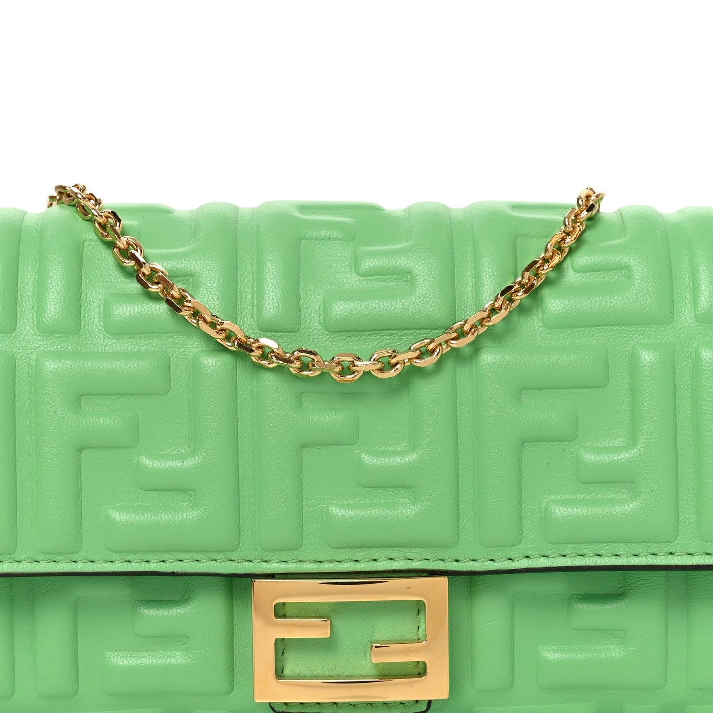 Nappa Matisse FF Embossed Continental Wallet On Chain Edamame