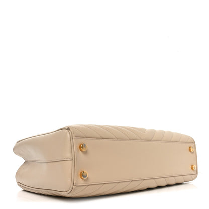 Grain De Poudre Matelasse Chevron Monogram Shopping Bag Nude Powder