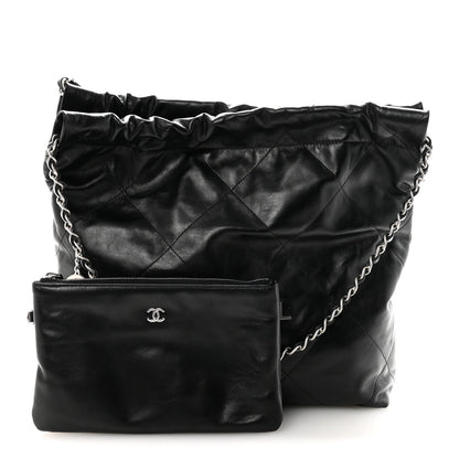 Shiny Calfskin Quilted Small Chanel 22 Black