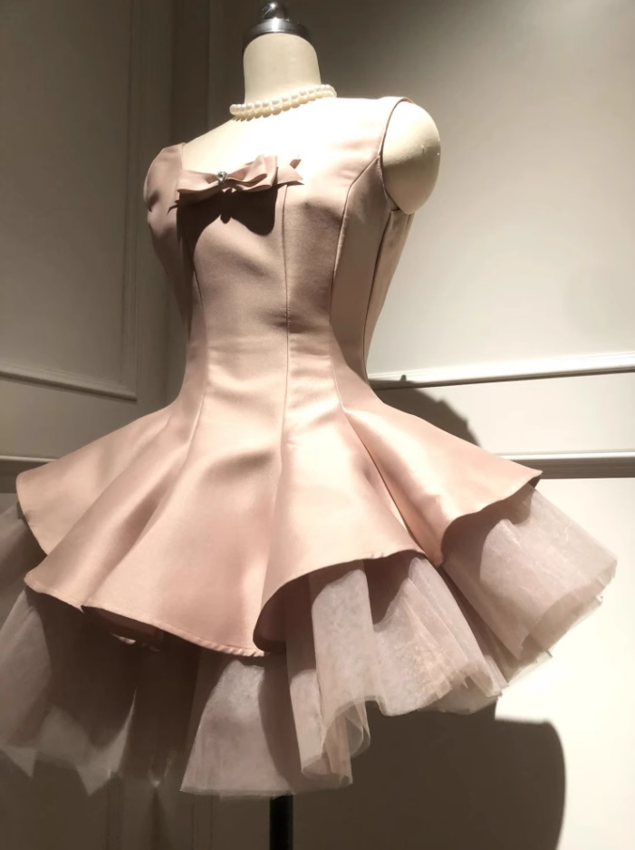 Ballet princess dress temperament, waist cinched mesh puffy skirt, pink suspender dress, homecoming dress R2996