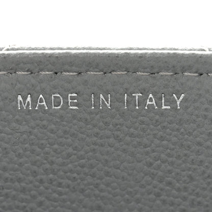 Grained Calfskin Quilted CC Box Clutch With Chain Grey