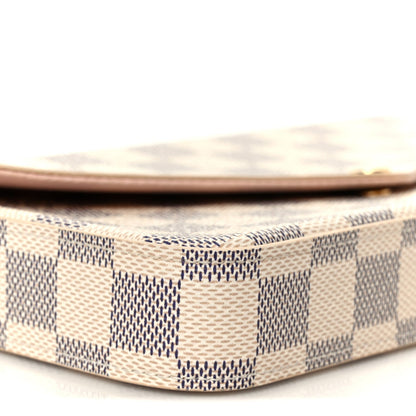 Damier Azur Pochette Felicie Chain Wallet Rose Ballerine