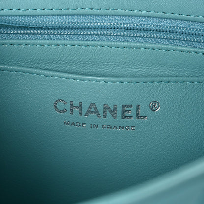 Lambskin Quilted Mini Rectangular Flap Light Blue