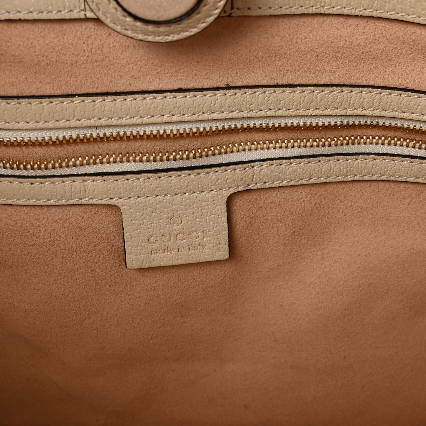 GG Supreme Monogram Textured Calfskin Web Medium Ophidia Shopping Tote Beige Ebony Mystic White