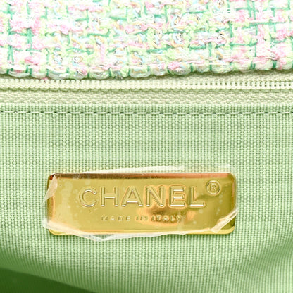 Tweed Quilted Chanel 19 Backpack Green Pink