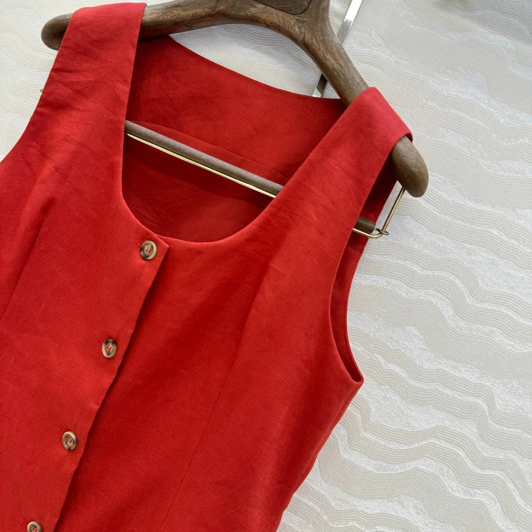 LP SLEEVELESS LINEN BLAZER 272246