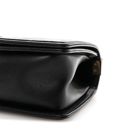 Lambskin Chain Quilted Medium Boy Flap Black