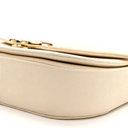 Grained Calfskin Quilted Small Cuba Top Handle Flap White