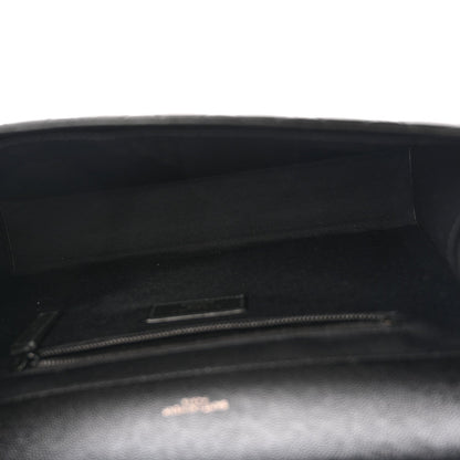 Grain De Poudre Textured Mixed Matelasse Large Triquilt Monogram Monochrome Satchel Black
