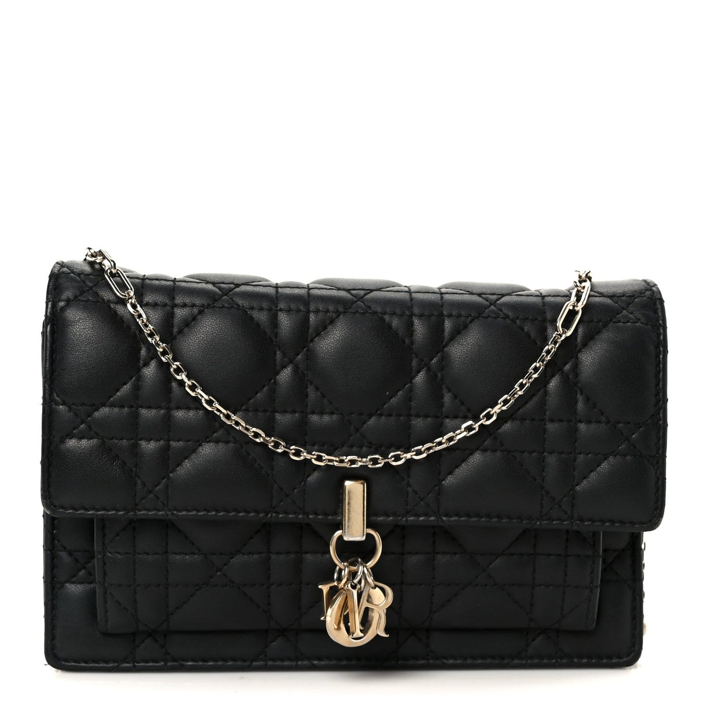 Lambskin Cannage Chain My Dior Daily Chain Pouch Black