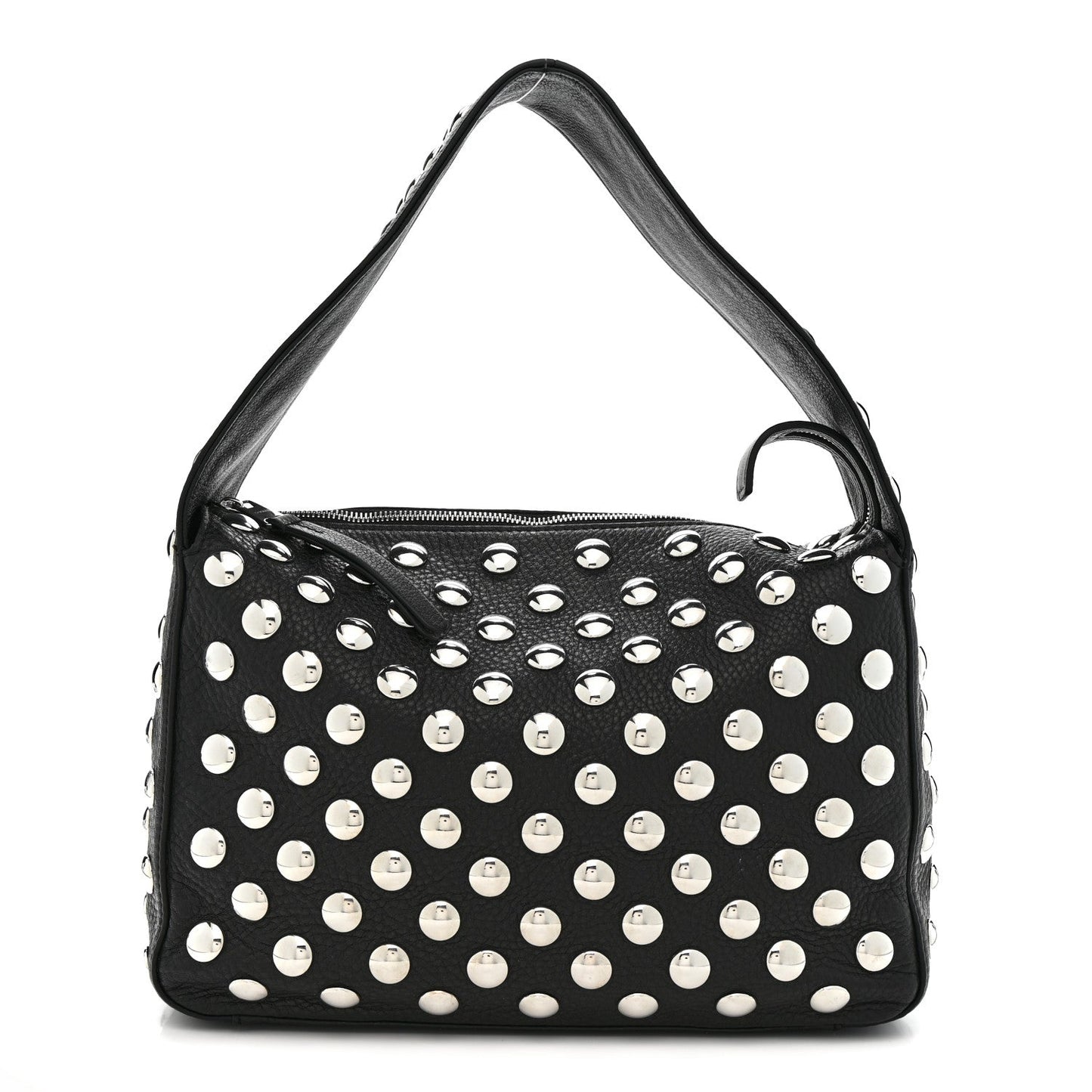 Pebbled Sport Calfskin Studded Elena Black