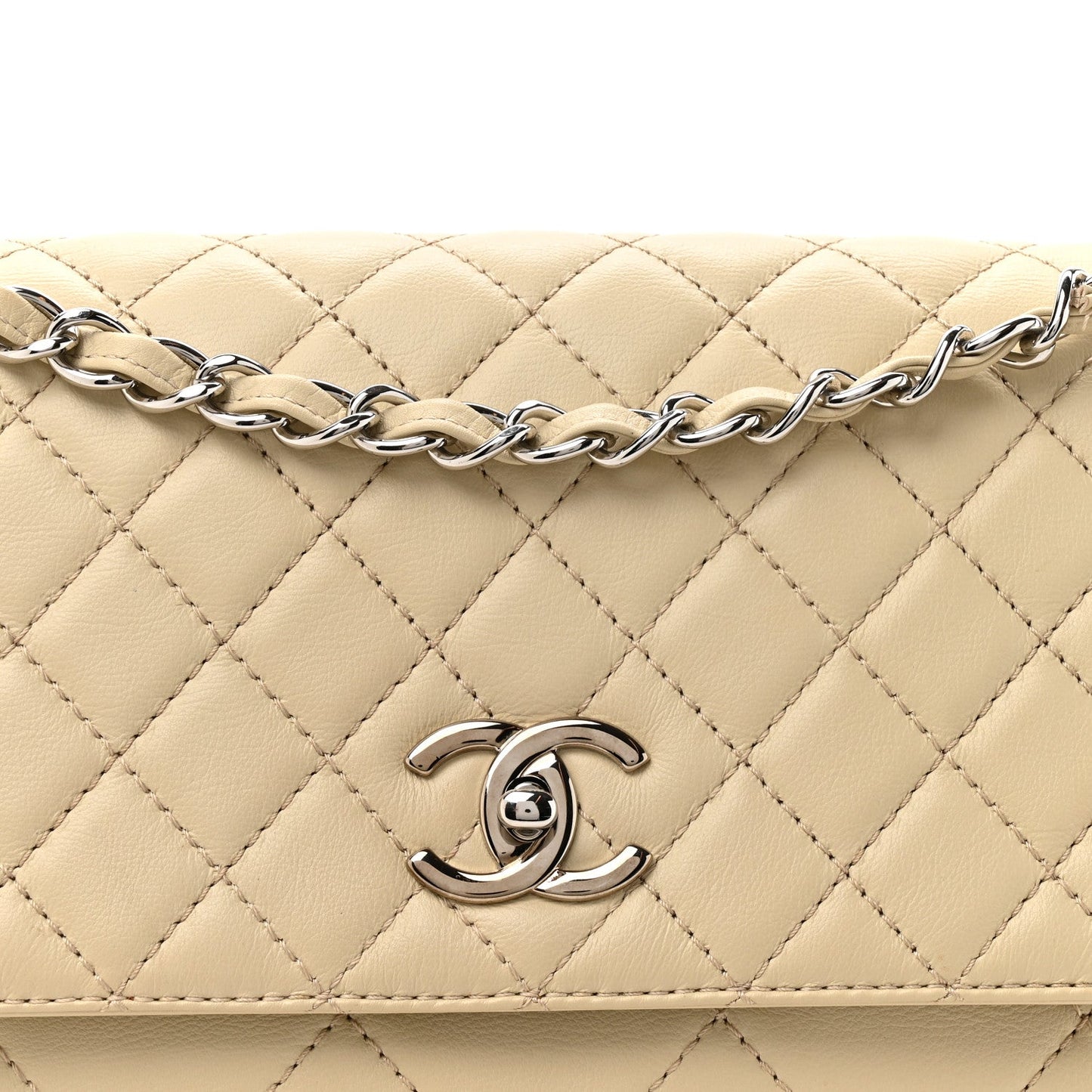 Calfskin Quilted In the Business Flap Bag Light Beige