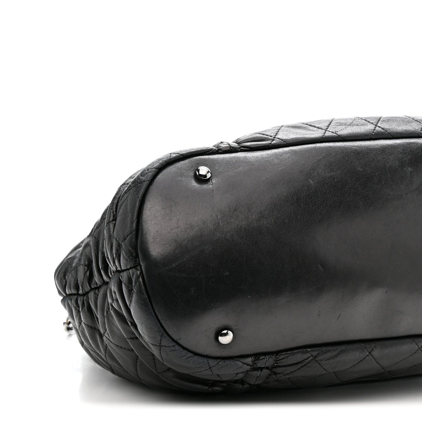 Lambskin Quilted Sharpei Frame Tote Black