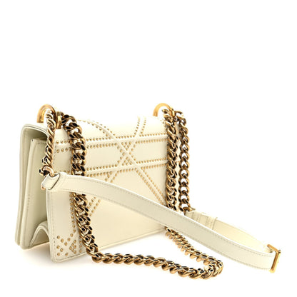 Lambskin Studded Small Diorama Flap Bag Latte