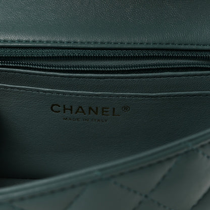Lambskin Quilted Mini Rectangular Flap Green
