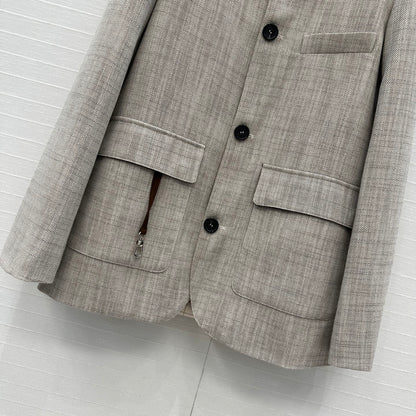 LP 25 Jacket Gray mix Brown Tencel Linen Cotton 310159