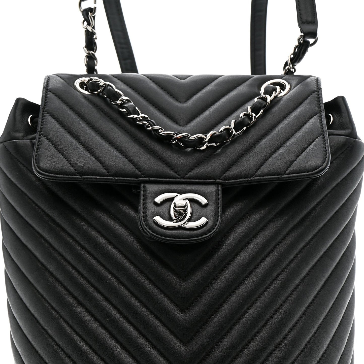 Calfskin Chevron Quilted Small Urban Spirit Backpack Black