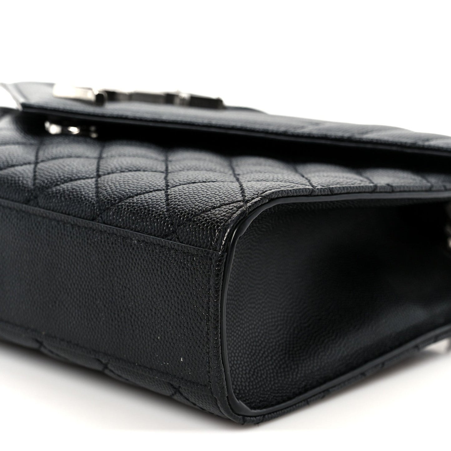Grain De Poudre Textured Mixed Matelasse Triquilt Medium Monogram Satchel Black
