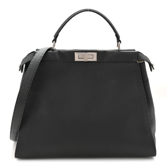 Cuoio Romano Selleria Bi-Color Large Peekaboo Iconic Satchel Asfalto Latte