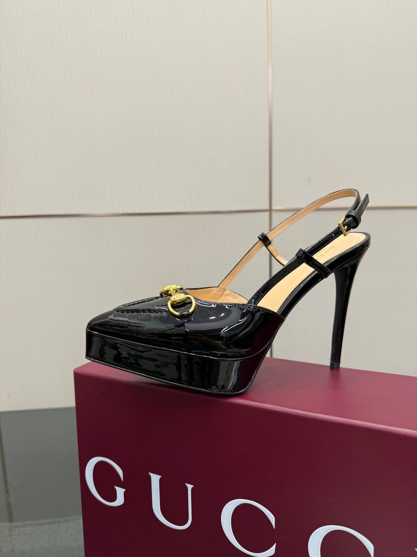 GG 25 Platform Sandals 11.8cm Black Patent Leather