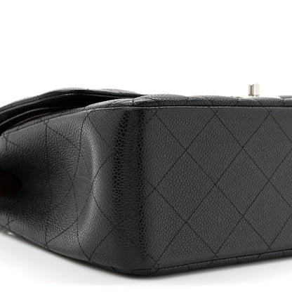 Caviar Quilted Jumbo Double Flap Black