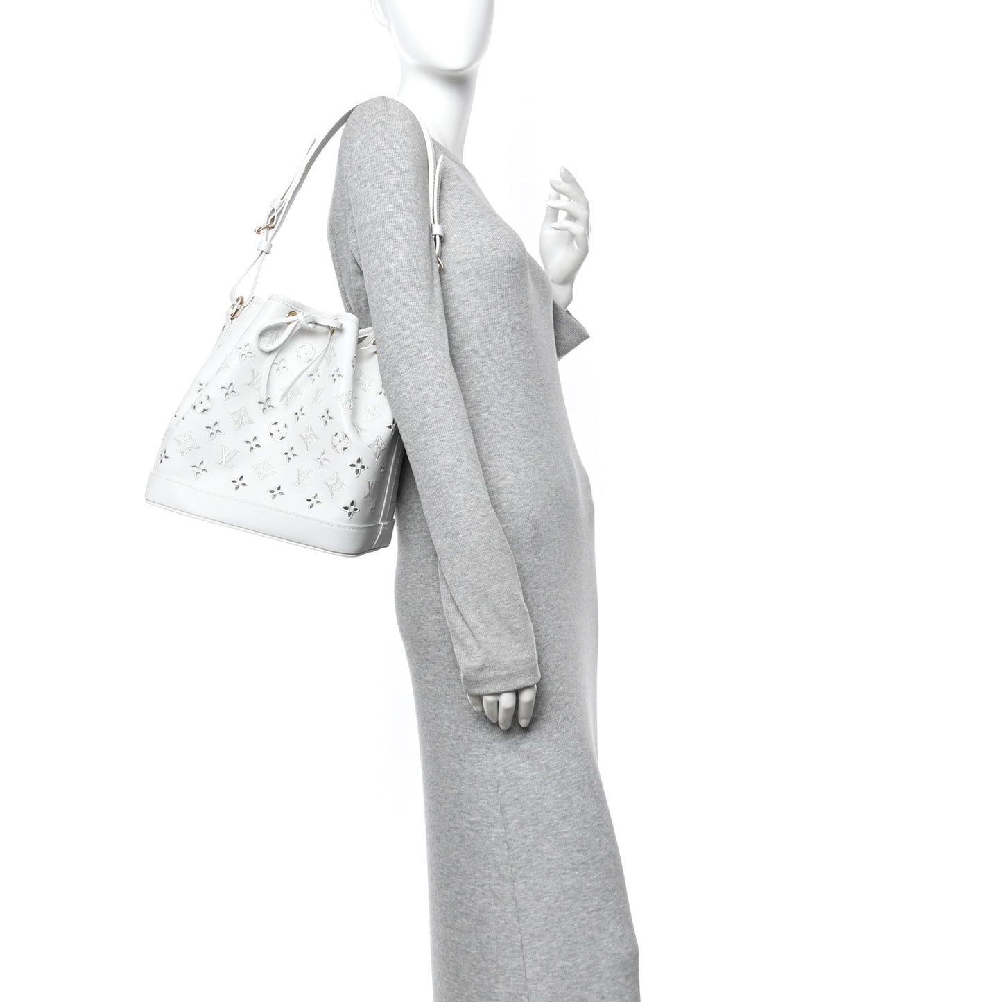 Calfskin Monogram Cutout Petit Noe White