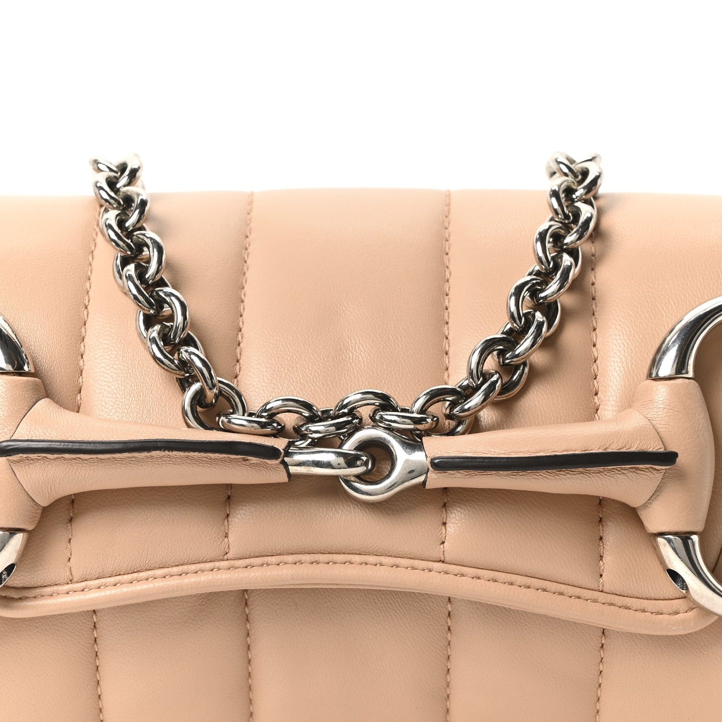 Nappa Vertical Matelasse Small Maxi Horsebit Chain Shoulder Bag  Rose Beige