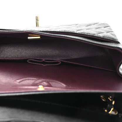 Caviar Quilted Medium Double Flap Black