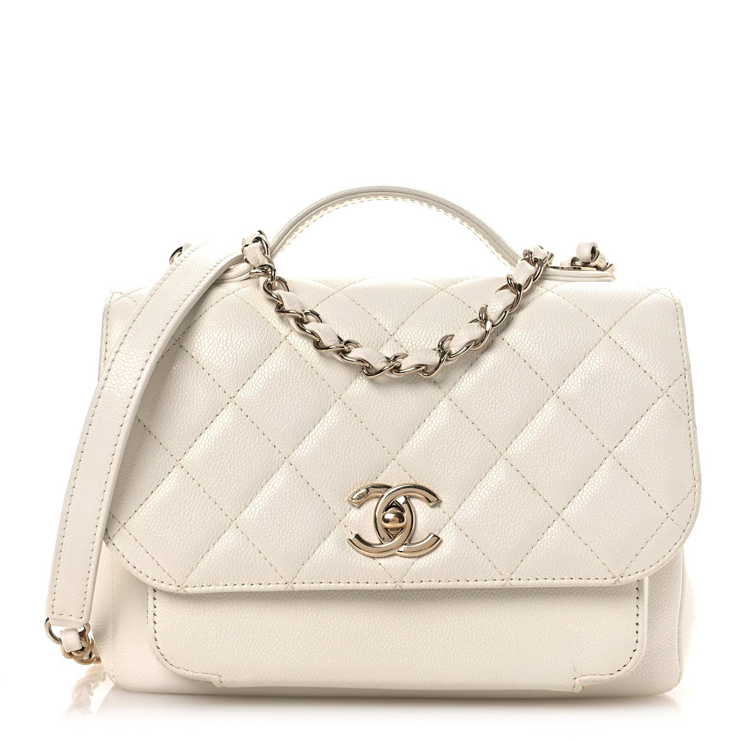 Caviar Quilted Medium Business Affinity Flap White