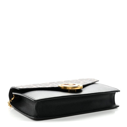Vitello Cruise F is Fendi Bi-Color FF 1974 Embossed Medium Envelope Wallet On Chain Black Maya