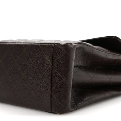 Caviar Quilted Medium Kelly Flap Brown