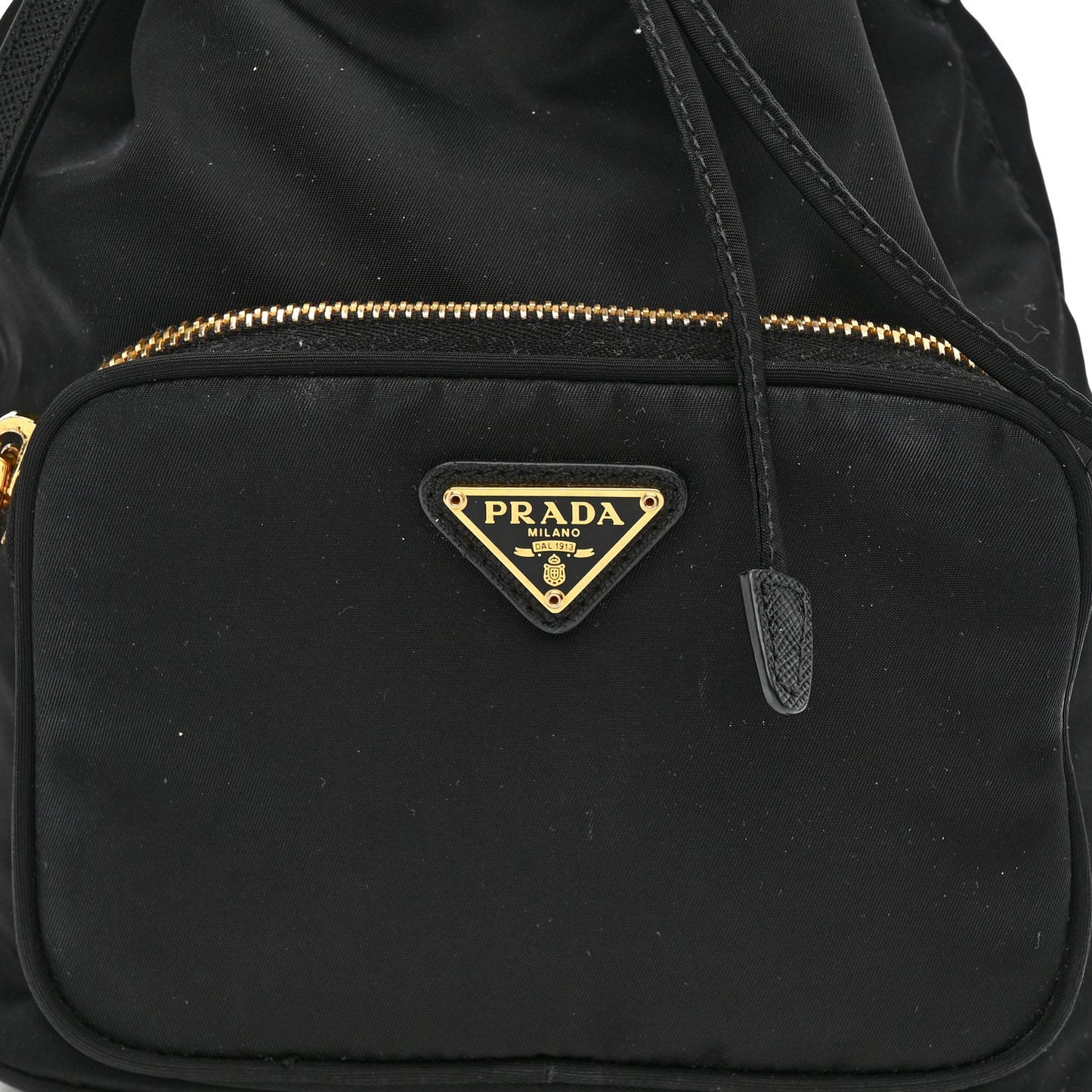 Saffiano Tessuto Nylon Mini Bucket Crossbody Bag Black