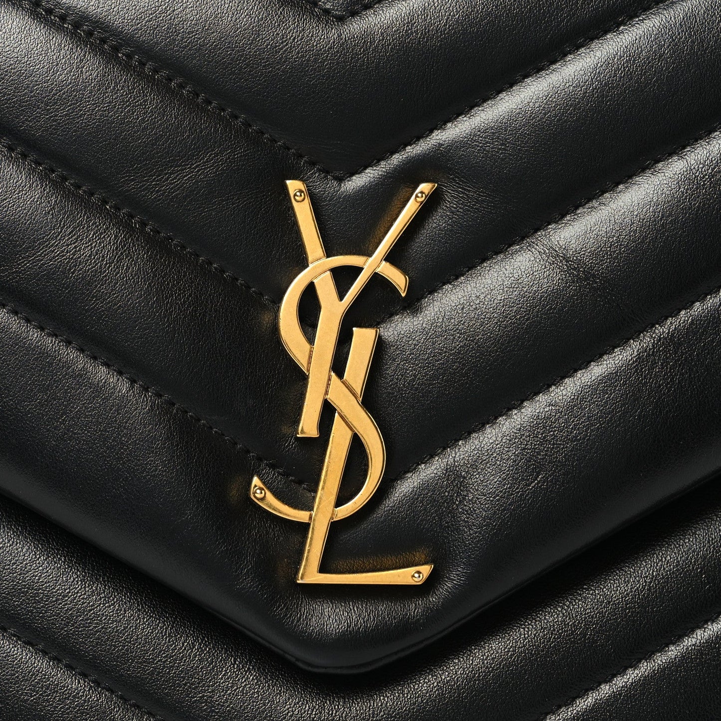 Calfskin Y Quilted Monogram Medium Loulou Chain Satchel Black