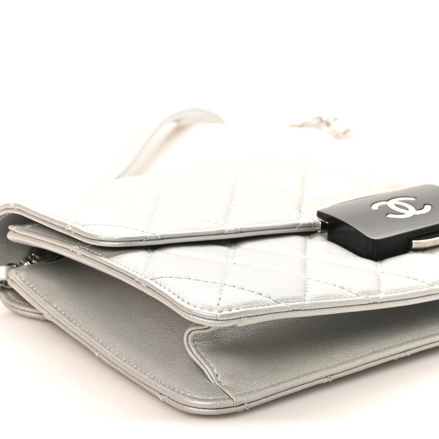 Metallic Sheepskin Quilted Small Beauty Lock Flap Silver