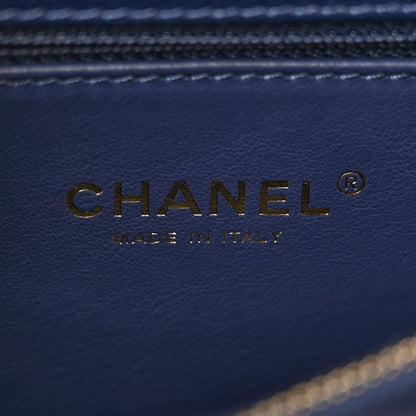 Caviar Quilted Small Coco Chain Handle Flap Navy Blue