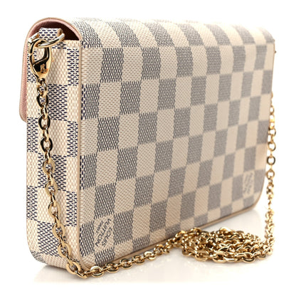Damier Azur Pochette Felicie Chain Wallet Rose Ballerine