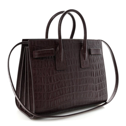 Calfskin Crocodile Embossed Small Sac De Jour Amarena
